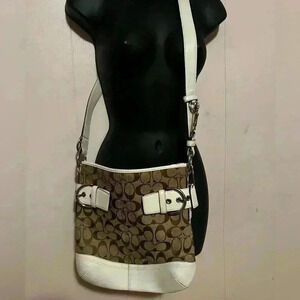 Coach Purse 3577 White Signature Monogram Tote Bag Vintage 2005